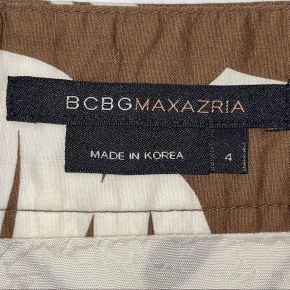 BCBGMAXAZRIA Brown Tropical Mini Skirt Sz 4 - Picture 14 of 17